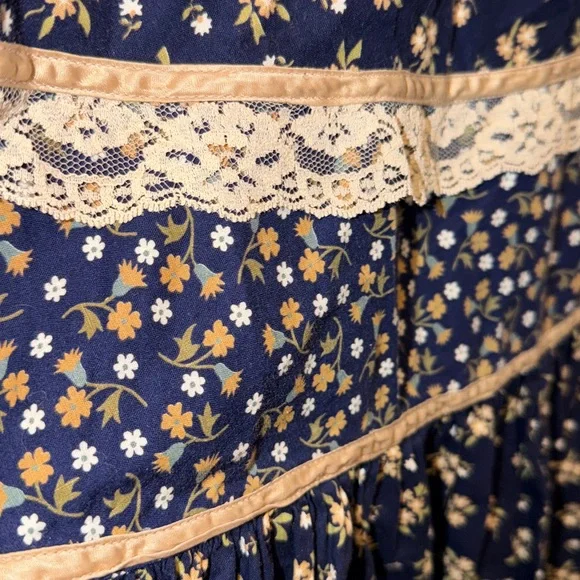 Upcycled Gunne Sax, Jessica’s Gunnies maxi skirt Floral Navy Maxi Skirt twee